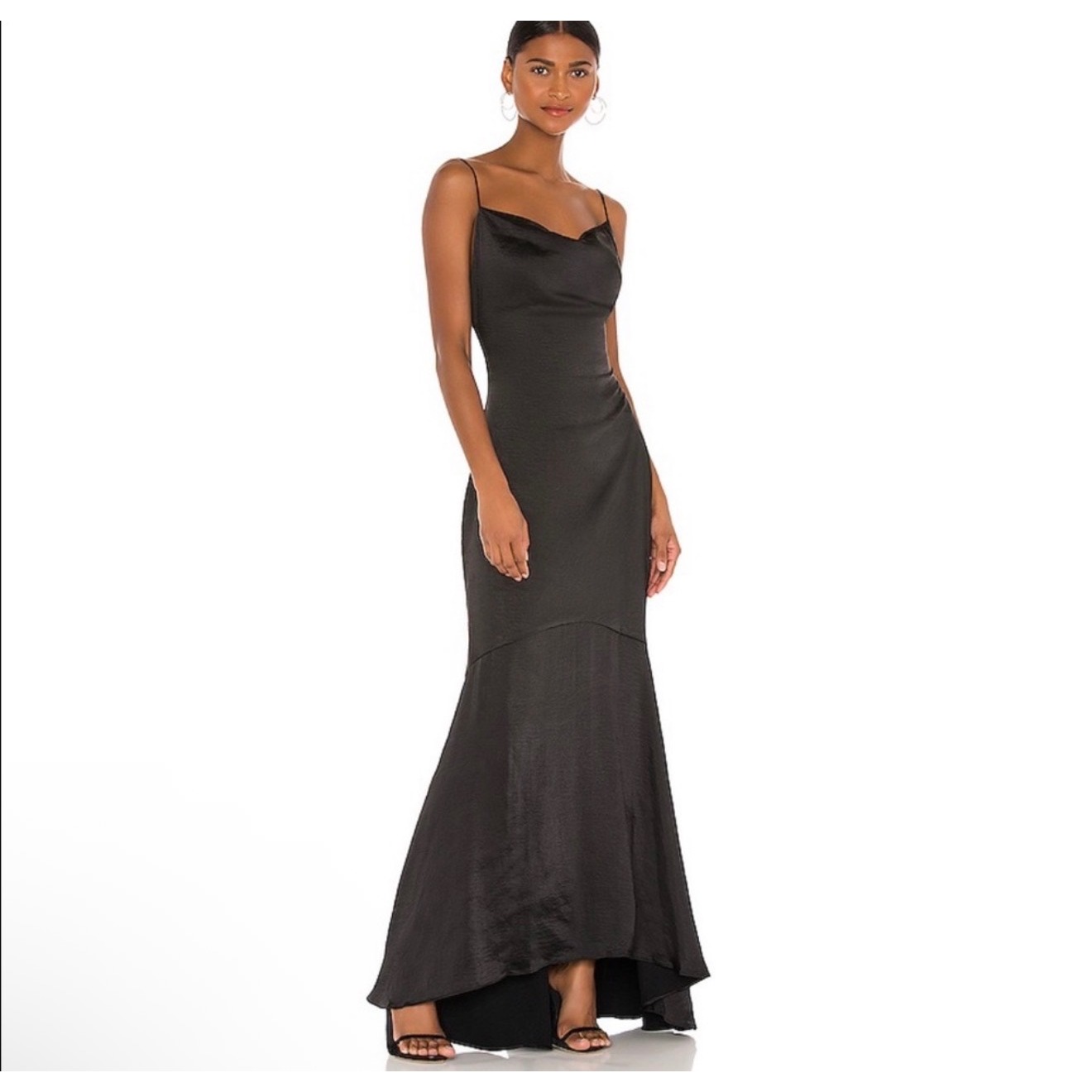 Elliatt Felecia Black Hammered Satin Maxi Gown Sz Small Nwt Retail $298